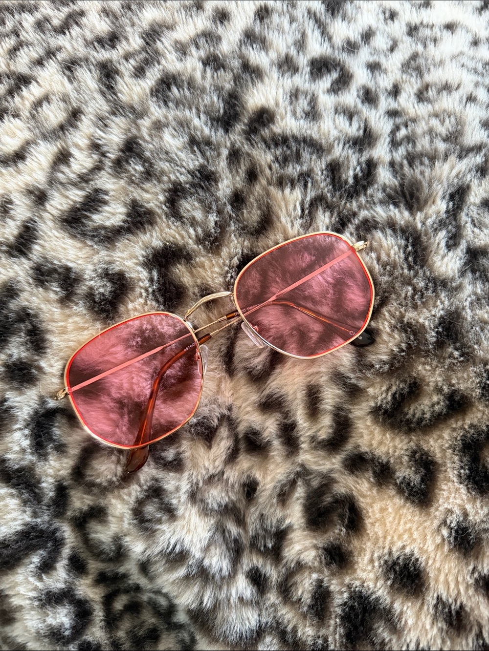 Gold Frame Pink Lens Women's Sunglasses